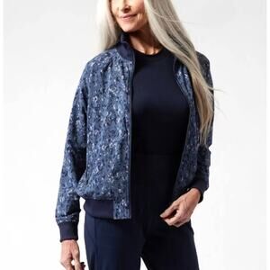 ATHLETA Brooklyn Bomber Jacket II Womens SZ M Blue Lightweight Travel Athleisure